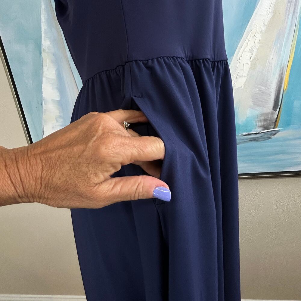 Halara Maxi Dress Breezeful™ Pocket Flowy Flare Quick Dry Blue size large NWT - Picture 4 of 9
